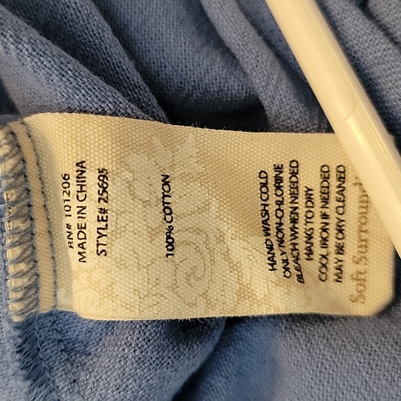 Soft Surroundings Blue Cotton Gauze Long Sleeve Extra Large - Picture 5 of 6